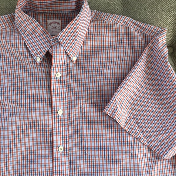 Brooks Brothers Other - Brooks Brothers Orange Plaid Short Sleeve Shirt L